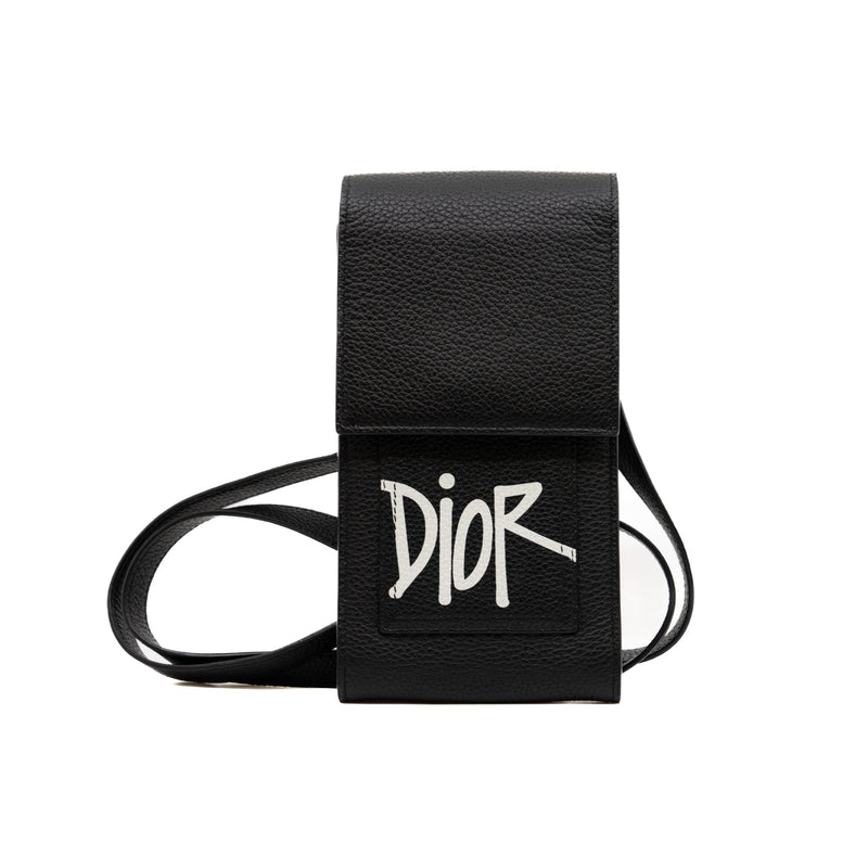 Dior Shawn Stussy Printed Leather Phone Holder Crossbody Bag - L'UXE LINK