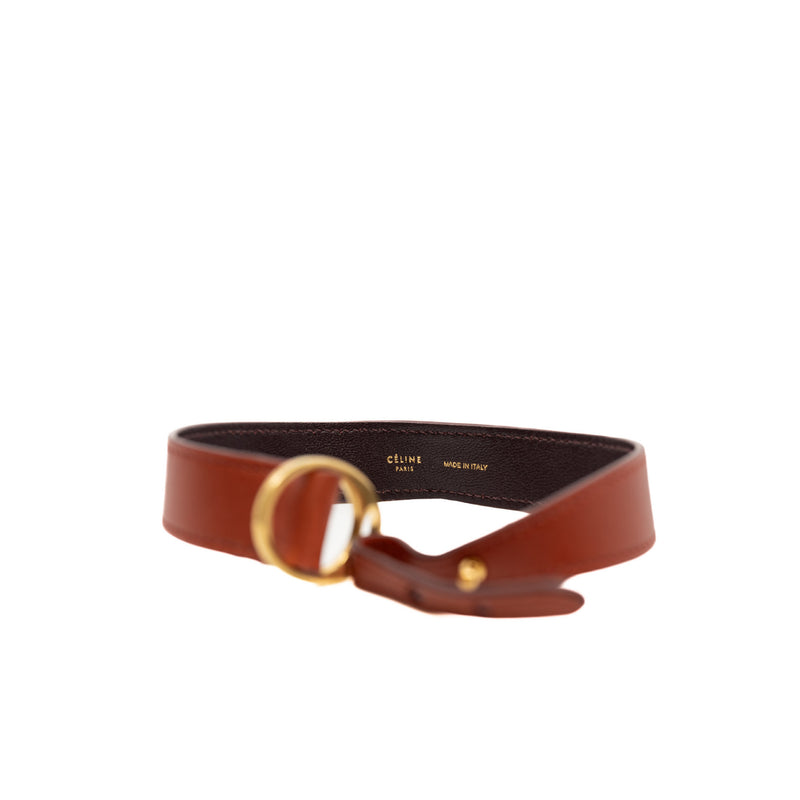 oval bracelet in leather red ghw