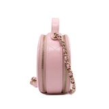 thumbnail Mini CC Round Wax Pink Leather Handle Vanity Bag Seri N43N - L'UXE LINK