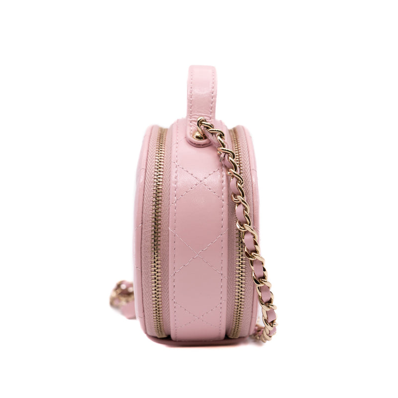 Mini CC Round Wax Pink Leather Handle Vanity Bag Seri N43N - L'UXE LINK