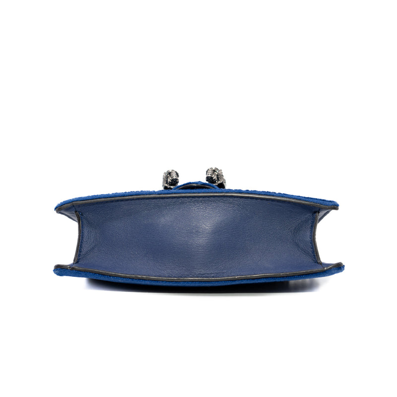 Dionysus Blue Velvet Super Mini Bag Ruthenium Hardware