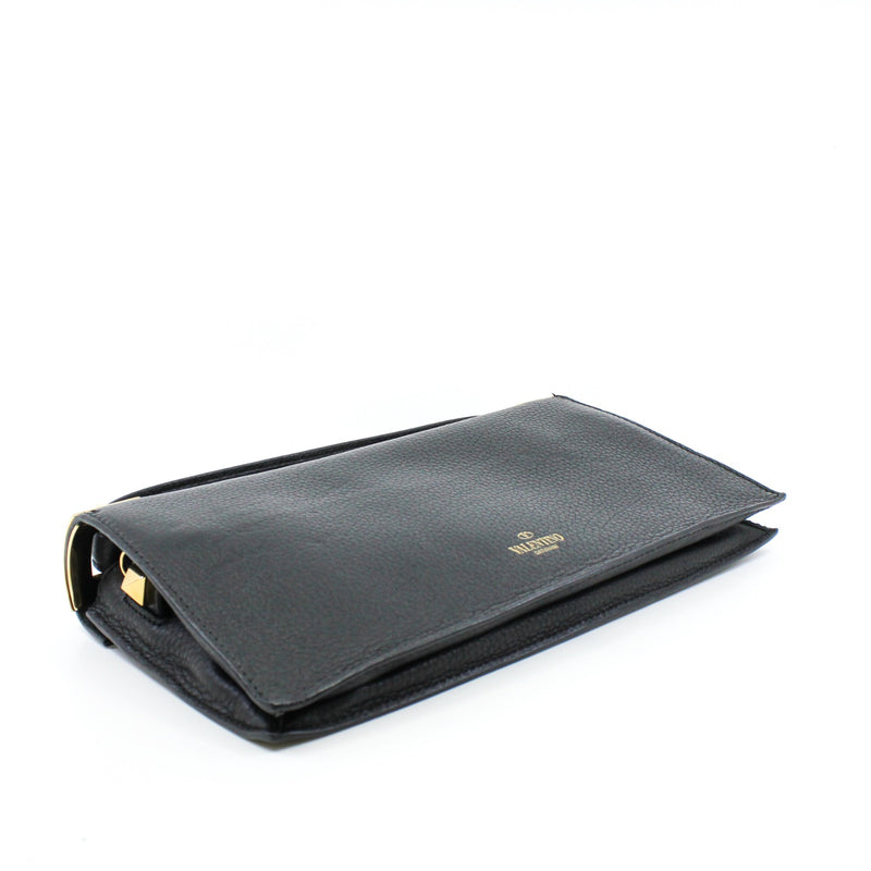 clutch bag leather black ghw - L'UXE LINK