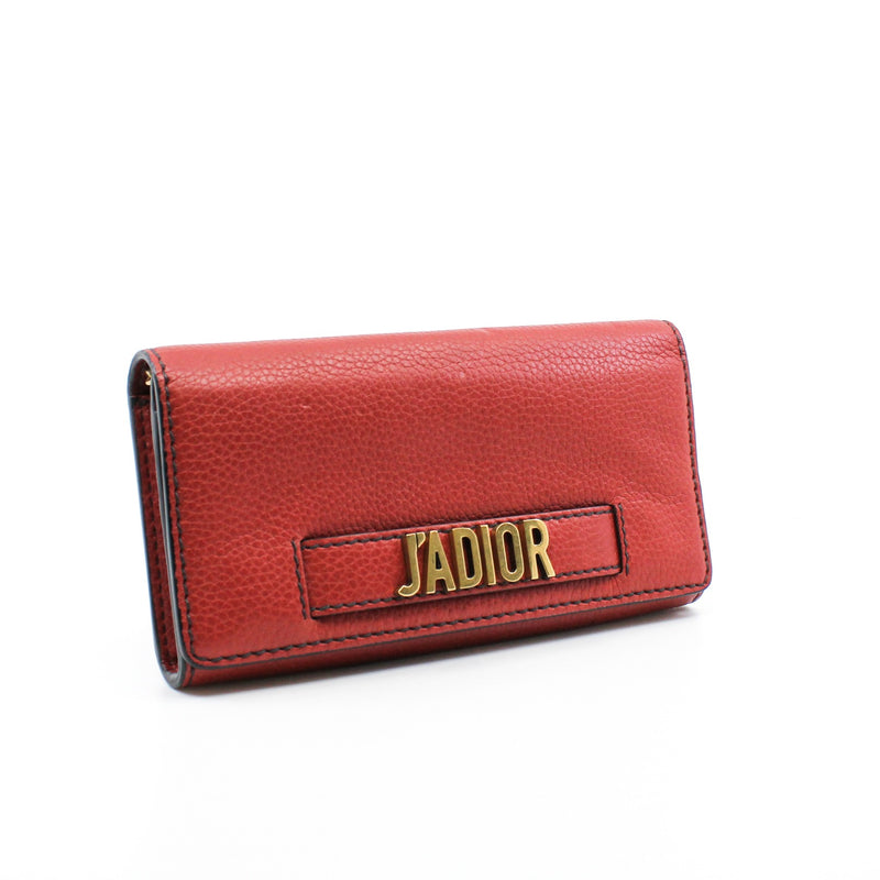 J’Adior Croisiere In Red Calfskin Leather Chain Wallet GHW - L'UXE LINK