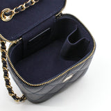 thumbnail Mini Navy Vanity Case In Caviar Leather Quilted Bag GHW With Chain Seri 29 - L'UXE LINK