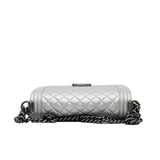 thumbnail Old Medium Leboy In Silver Quilted Lambskin Leather Flap Bag PHW Seri 20 - L'UXE LINK