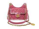 thumbnail 23b small hobo bag in velvet pink ghw #U9322xxx