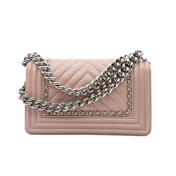 small leboy light pink chevron aged calfskin seri 25 phw - L'UXE LINK