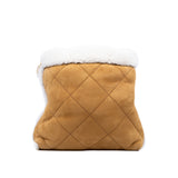 thumbnail 22 Beige/White Quilted Lambskin Suede/Shearling Tote Bag GHW - L'UXE LINK