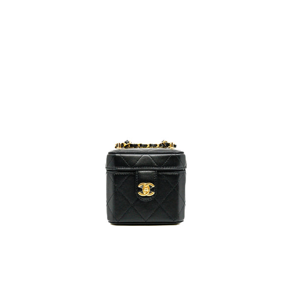 Mini Vanity Case In Black Lambskin GHW With Chain Seri ELE3XXXX