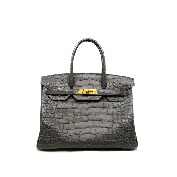 Birkin 30 In Matte Alligator Leather CK88 Graphite Grey GHW D Stamp