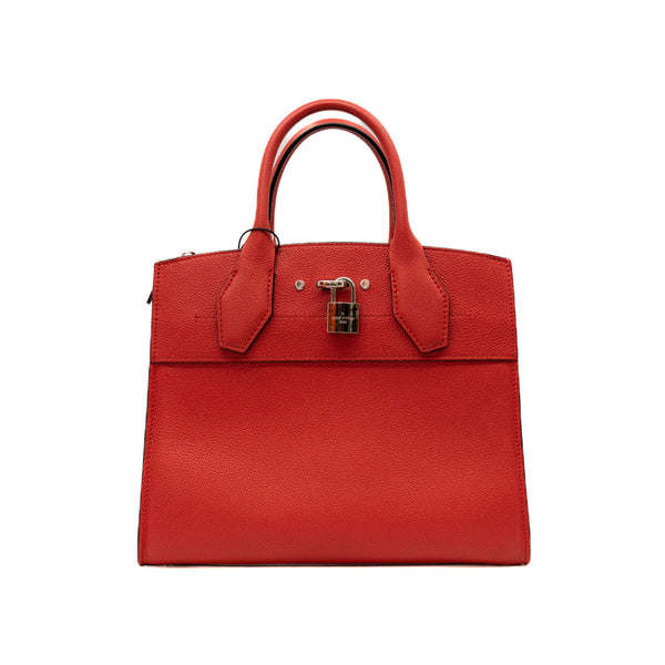 City Steamer PM In Red Calfskin Leather SHW With Strap - L'UXE LINK