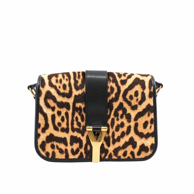 ysl flap bag leopard point  fur with strap