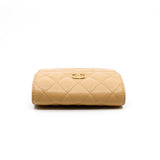 thumbnail Mini Pearl Crush Beige Lambskin Leather Flap Belt Bag GHW Seri 31 - L'UXE LINK