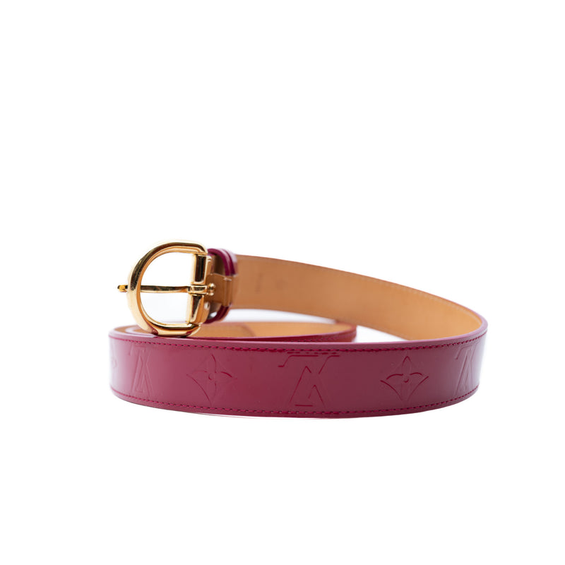 Monogram Vernis Leather Belt In Rosepink GHW Size 90 - L'UXE LINK