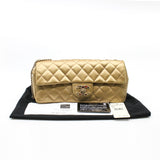 thumbnail Limited Edition Gold Quilted Satin East West Single Flap Bag GHW Seri 12