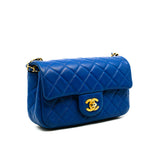 thumbnail Mini Rectangular In Blue Lambskin Quilted Pearl Crush Flap Bag GHW Seri 30 - L'UXE LINK