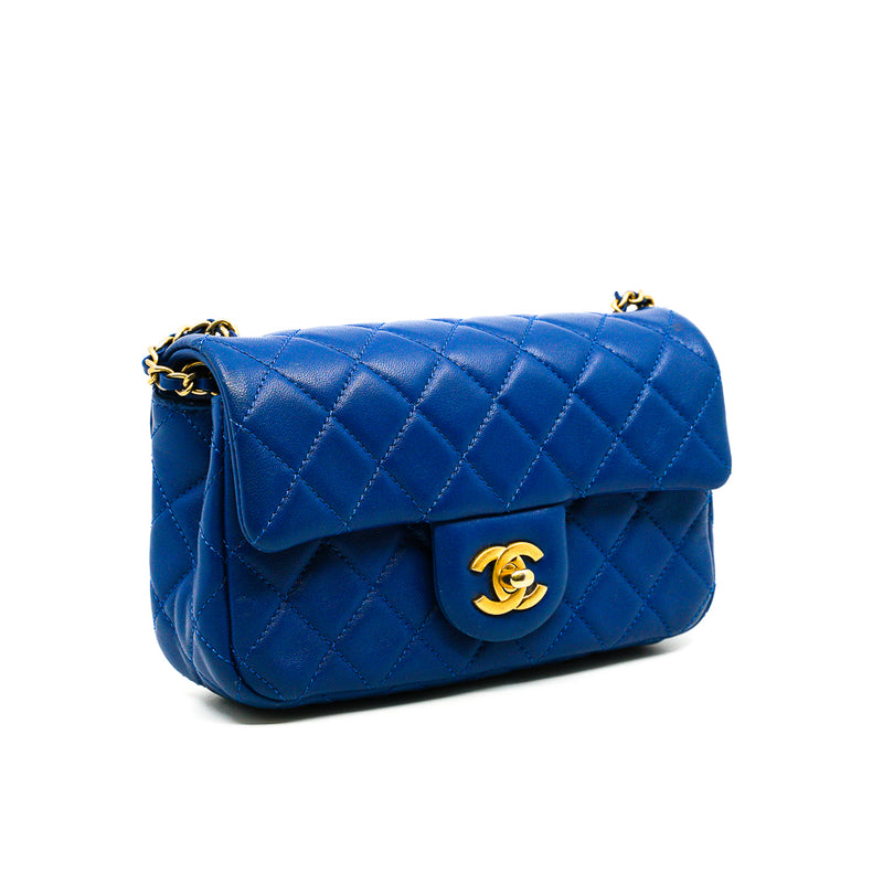 Mini Rectangular In Blue Lambskin Quilted Pearl Crush Flap Bag GHW Seri 30 - L'UXE LINK