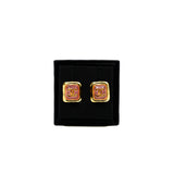 thumbnail Pink Square Gold CC Logo Earrings - L'UXE LINK