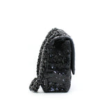 thumbnail Jumbo Black Sequin Lambskin Moonlight On Water Single Flap Bag Seri 15 - L'UXE LINK