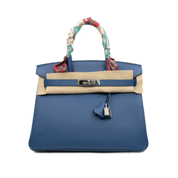 birkin 30cm in epsom R2 Bleu Agate phw A stamp