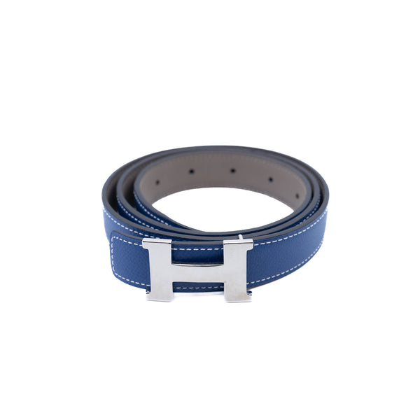 Mini Constance Belt Buckle & Reversible Leather Blue/Grey Strap 24 mm Size 85 PHW - L'UXE LINK