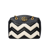 thumbnail Medium Matelassé GG Black/White Calfskin Marmont Shoulder Bag GHW - L'UXE LINK