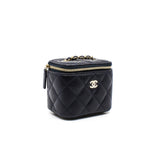 thumbnail Mini Navy Vanity Case In Caviar Leather Quilted Bag GHW With Chain Seri 29 - L'UXE LINK