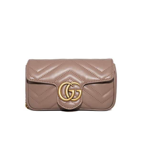 GG Supermini Marmont Matelasse Dusty Pink GHW