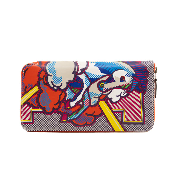 Azap Long Pegasus Pop Orange Swift Zip Around Wallet PHW A Stamp - L'UXE LINK