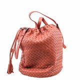 thumbnail Drawstring Tassel Bucket Bag Intrecciato Nappa pink Small - L'UXE LINK