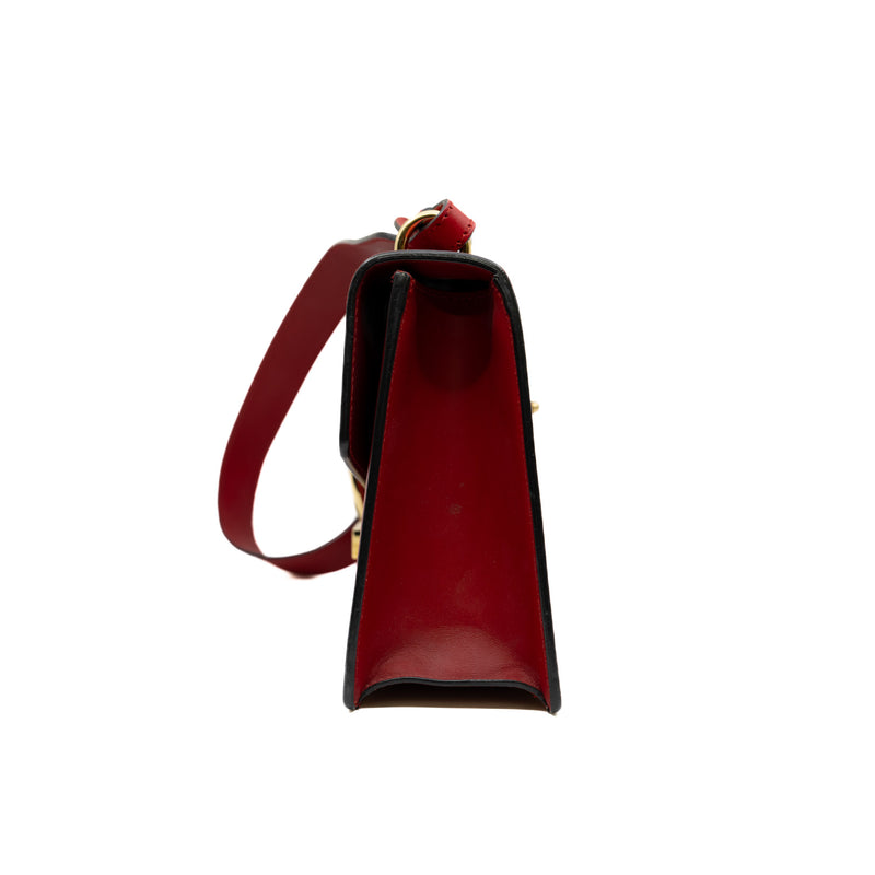 Small Sylvie Red Calfskin Leather Bag GHW - L'UXE LINK