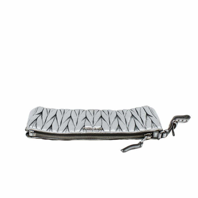 clutch leather  silver phw