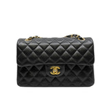 thumbnail small classic flap in black lambskin GHW  seri 26