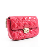 thumbnail New Lock Pink Cannage Patent Leather Chain Flap Bag GHW - L'UXE LINK