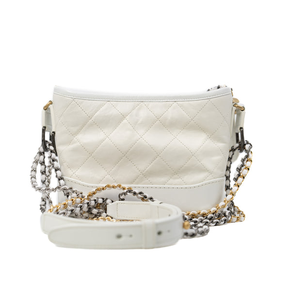 Small Gabrielle In White Calfskin Hobo Bag Multicolor Hardware Seri 25 - L'UXE LINK