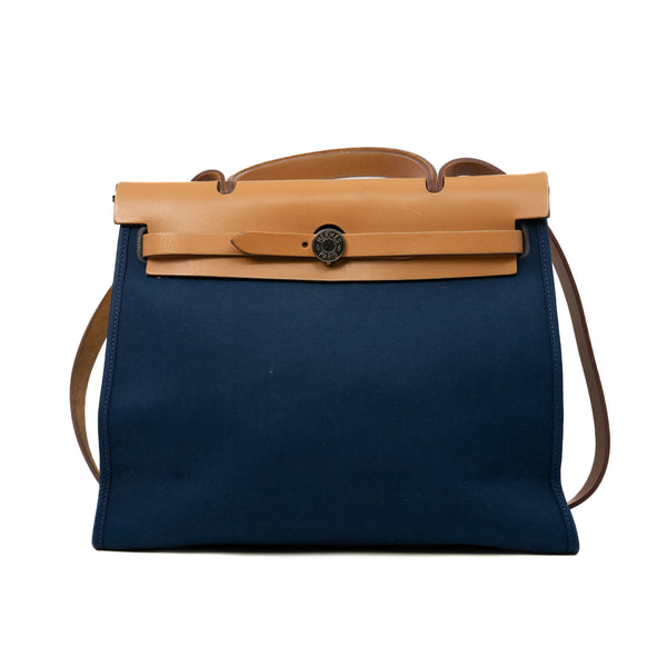 Herbag Zip 31 In Canvas/Leather Bleu Électrique/Bleu Saphir PHW Q Stamp - L'UXE LINK