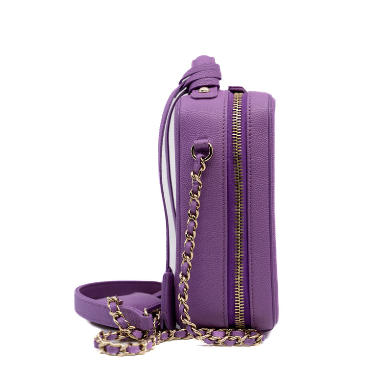 Filigree Purple Caviar Leather Vertical Vanity Case GHW Seri 29