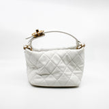 thumbnail Small Perfect Meeting White Lambskin Quilted Hobo Bag With Chain Seri 29