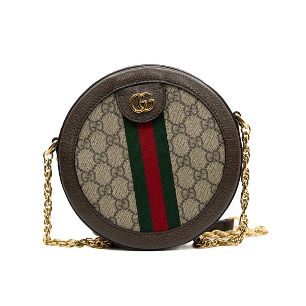 Mini Ophidia GG Round Shoulder Bag In Beige/Ebony GHW 2018