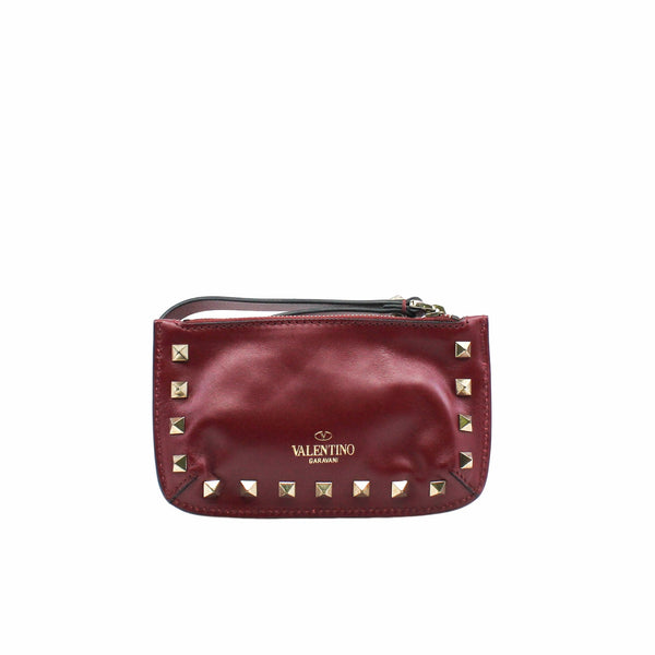 valentino card holder leather red ghw