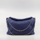 thumbnail Quilted Calfskin Leather Blue Hobo Bag SHW Seri 21 - L'UXE LINK