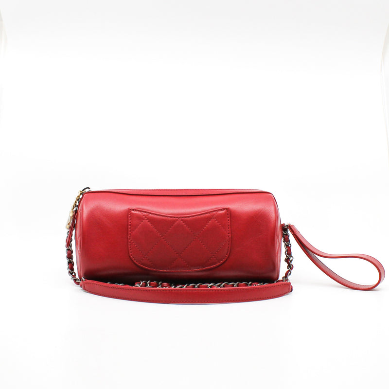 Written In Chain Red Calfskin Bowling Bag Multi Hardware Seri 29