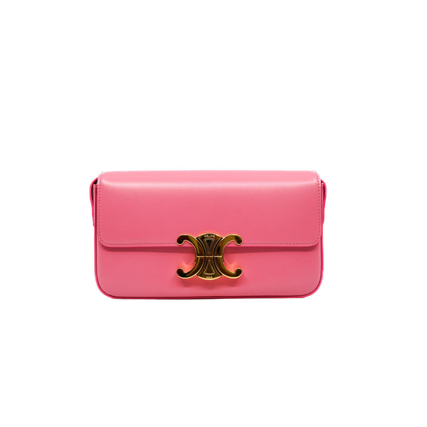 Shoulder Bag Claude In Shiny Calfskin Rose - L'UXE LINK