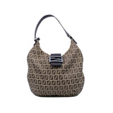 thumbnail Small Zucchino Beige And Brown Canvas With Brown Leather Hobo Bag PHW - L'UXE LINK