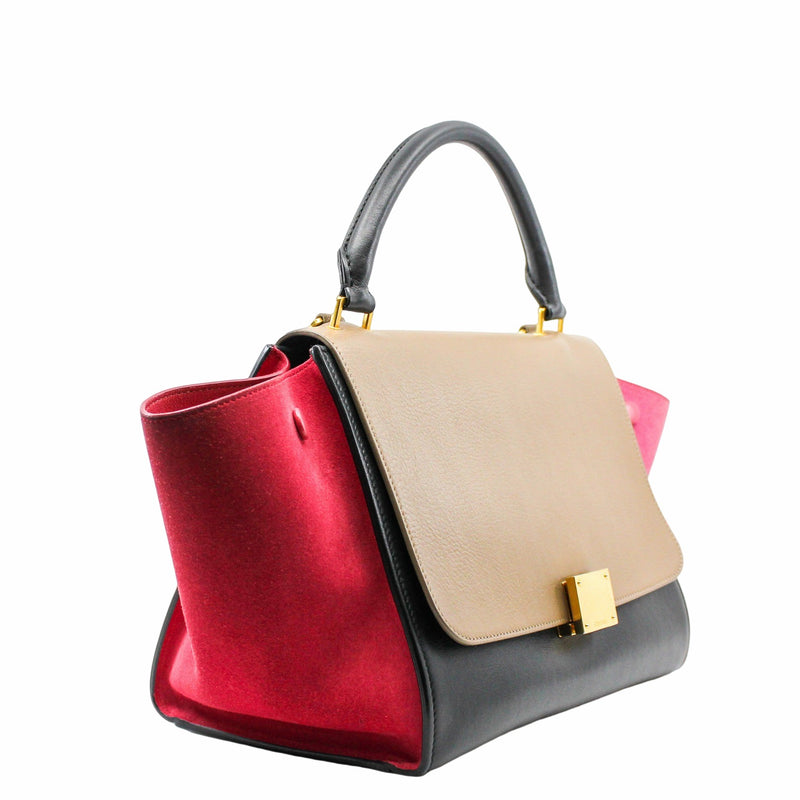 Trapeze Bag Small Leather Brown pink black GHW - L'UXE LINK