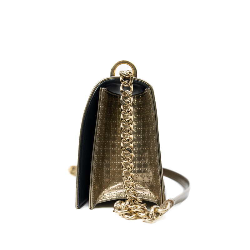 Medium Micro Cannage Diorama Bag In Gold And Metallic Calfskin GHW - L'UXE LINK