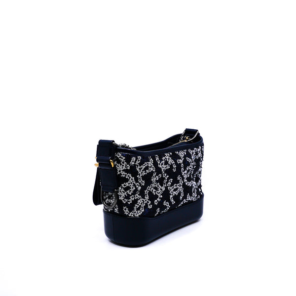 Small Sequin And Leather Gabrielle In Blue And Black Hobo Bag Multi Hardware Seri 27 - L'UXE LINK