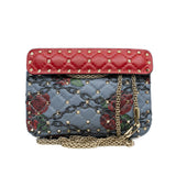 thumbnail top handle flap bag in blue with rose - L'UXE LINK