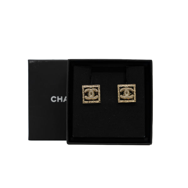 square cc logo crystal earring in phw 2023