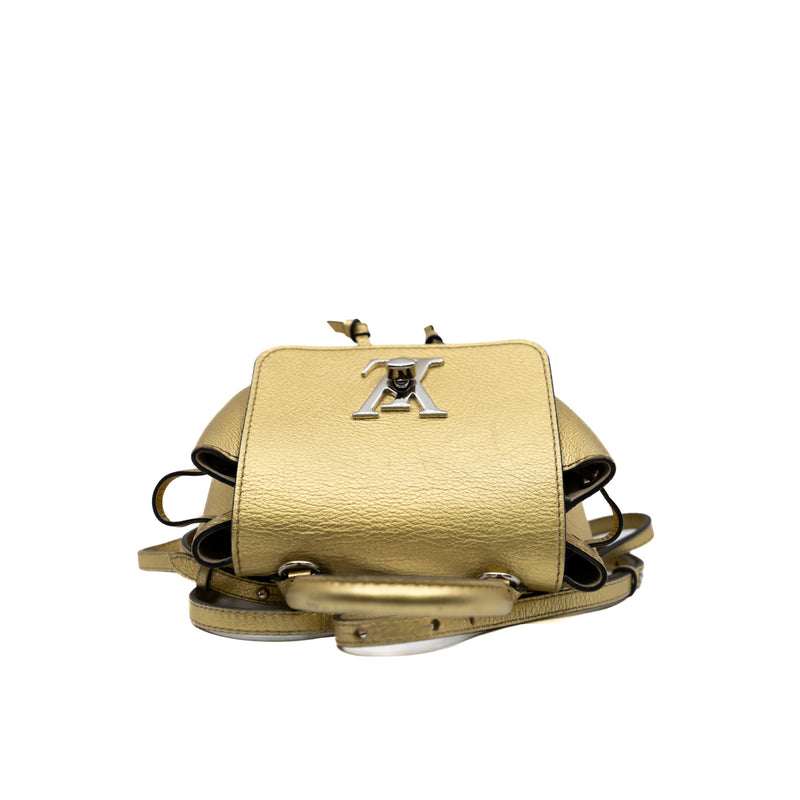 lockme in gold leather mini backpack